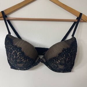 Very Sexy Push Up Rhinestone Black Lace Bra